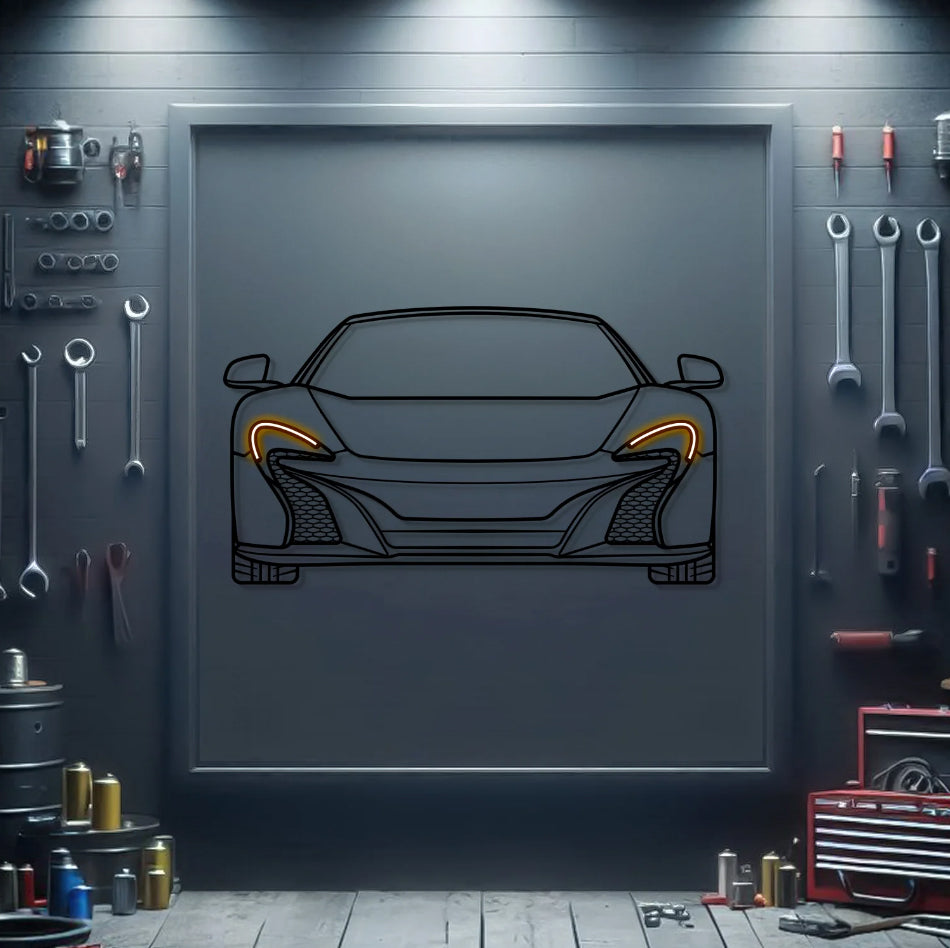 2016 McLaren 650s Front View Metal Neon Car Wall Art